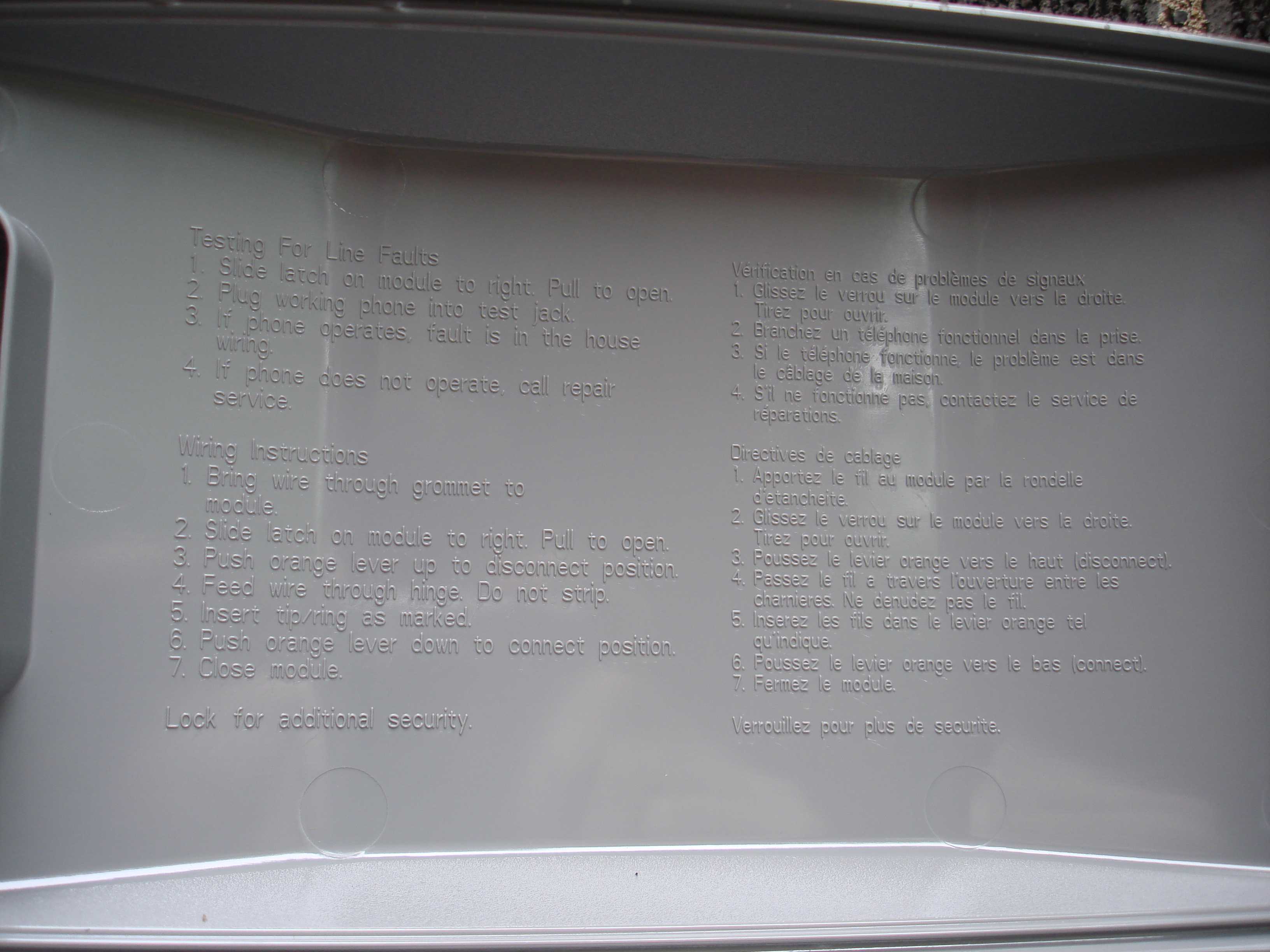 Bell NID - Inside Panel Instructions